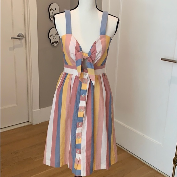 Madewell Dresses & Skirts - Madewell Tie-Front Stripped Dress in Sherbet